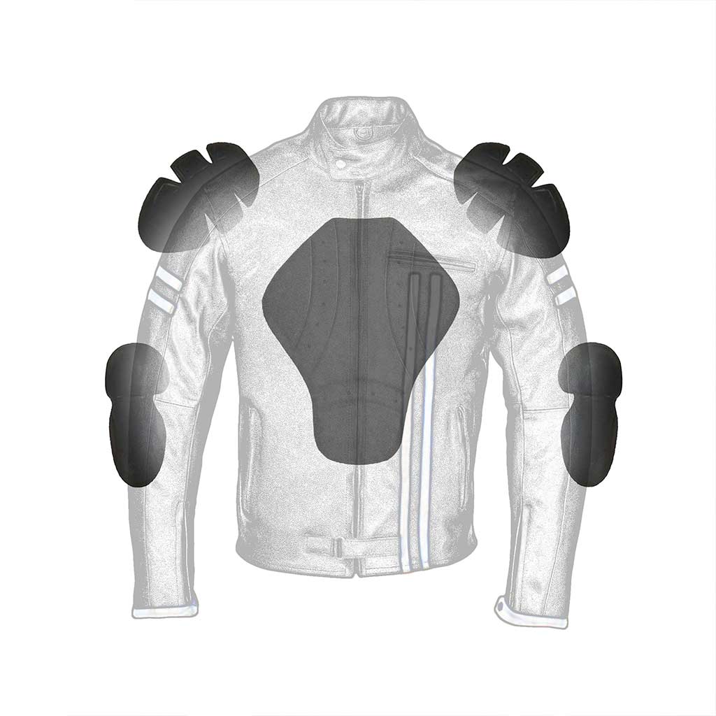 Internal Armour pockets for shoulder, elbows and back pad Leather jacket men
