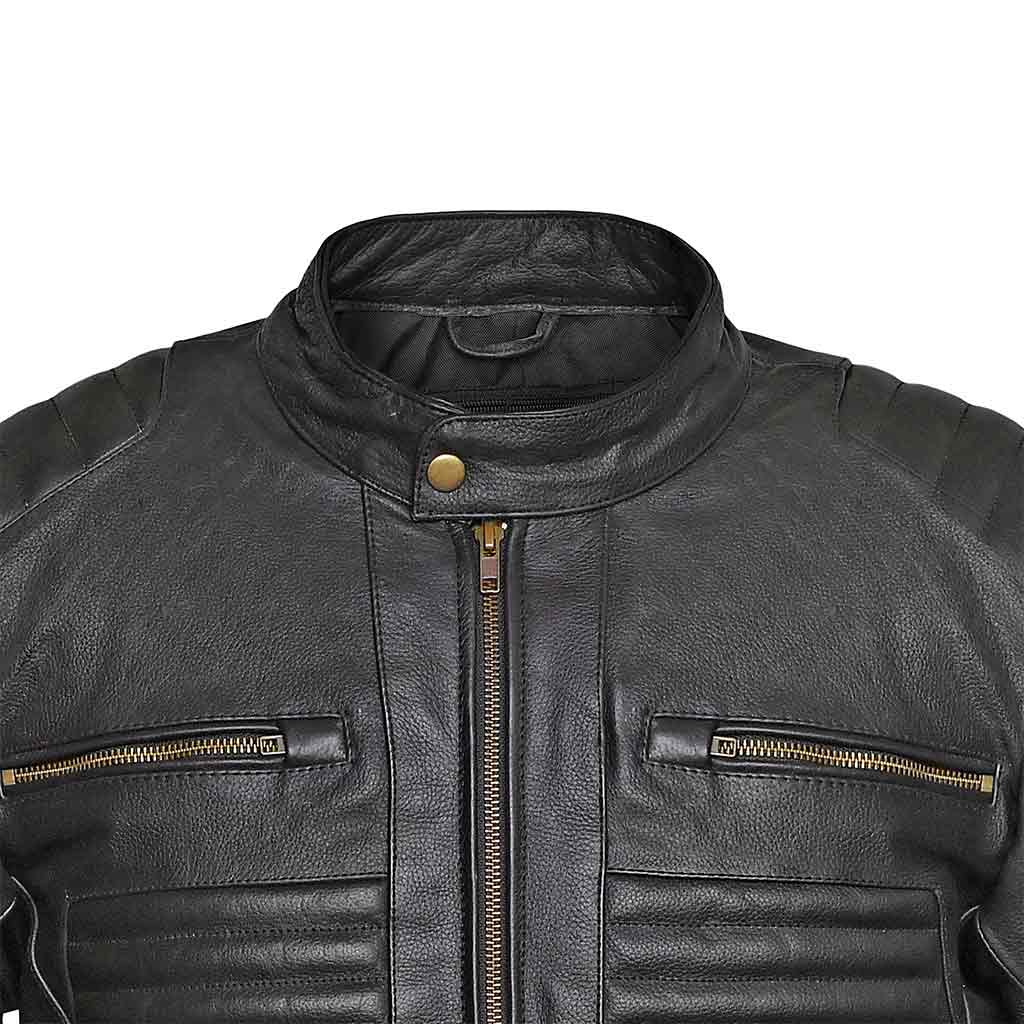 Motorbike Leather Jacket Black Combat 