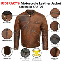 Infographics Men Motorbike Jacket Cafe Racer KRATOS