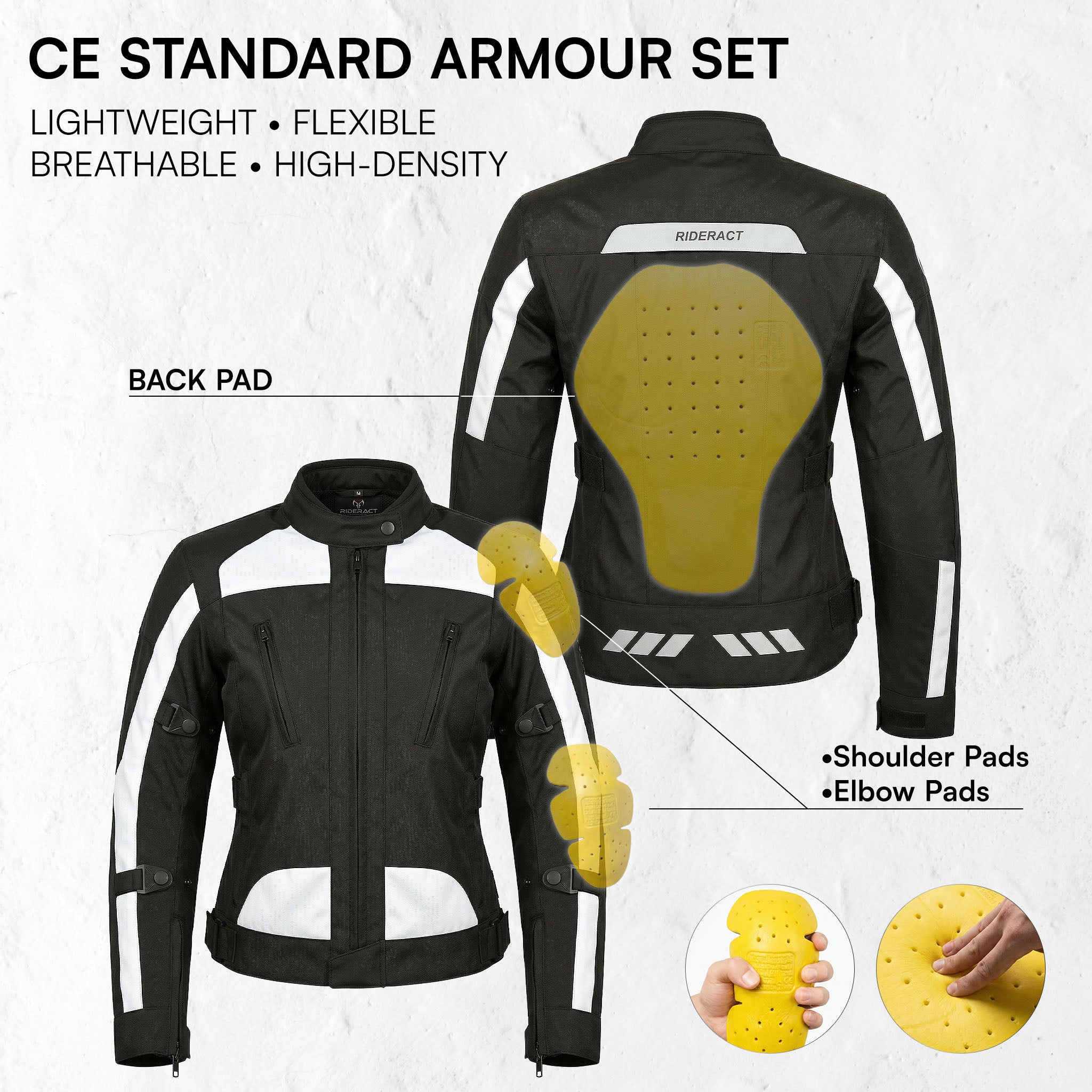 CE standard side armor pockets inside biker safety jacket