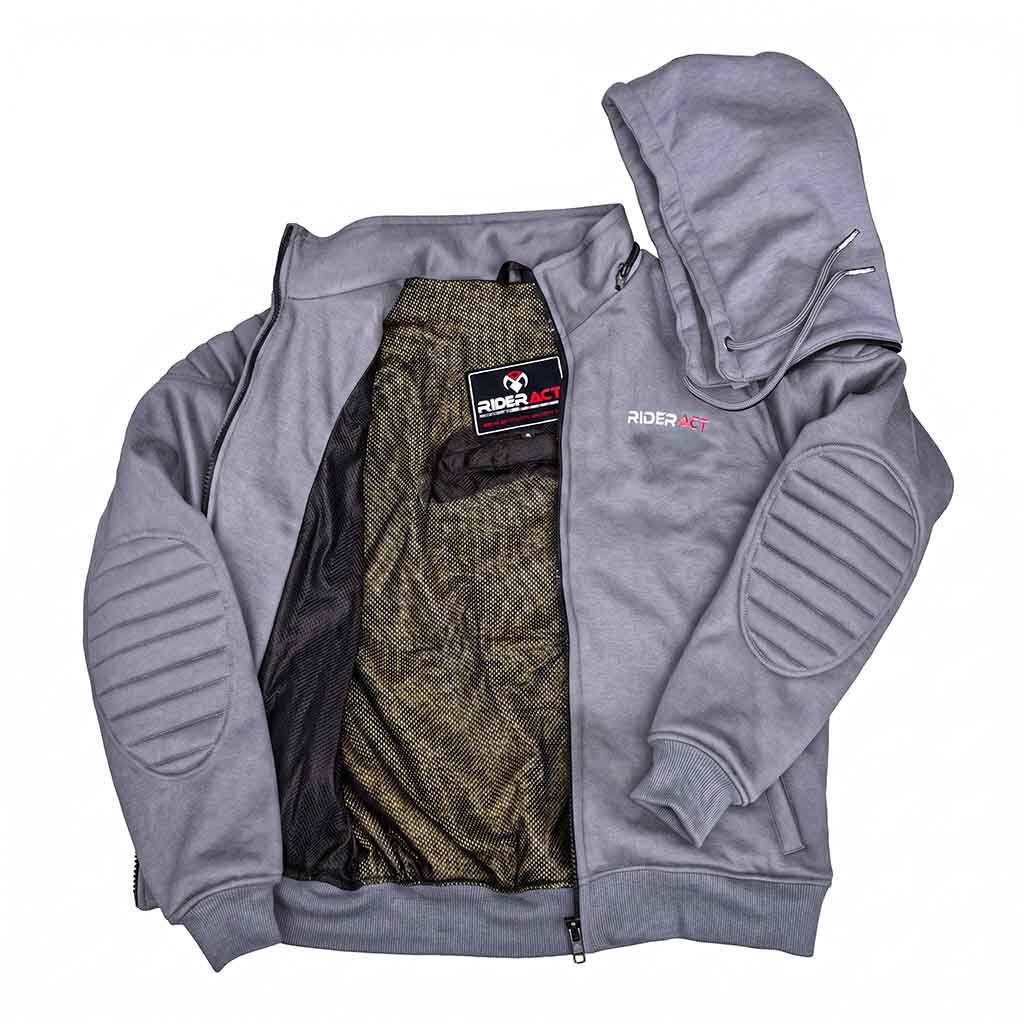 Grey Motorbike Protective Hoodie