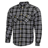 RIDERACT® Men’s Flannel Shirt Checkered Reinforced Motorcycle Shirt Black & White
