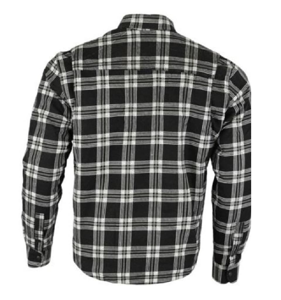 kevlar shirt black white checkered cotton flannel back side