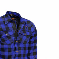 Men's Motorcycle Riding Reinforced Flannel Shirt Road Series Blue