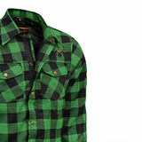  Men's Motorcycle Riding Reinforced Flannel Shirt Road Series Green