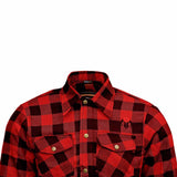 RIDERACT® Men's Motorcycle Riding Reinforced Flannel Shirt Road Series Red