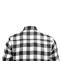 Men's Motorcycle Riding Reinforced Flannel Shirt Road Series Black & White Back side