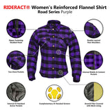 RIDERACT® Women's Motorcycle Flannel Shirt Reinforced Road Series Purple