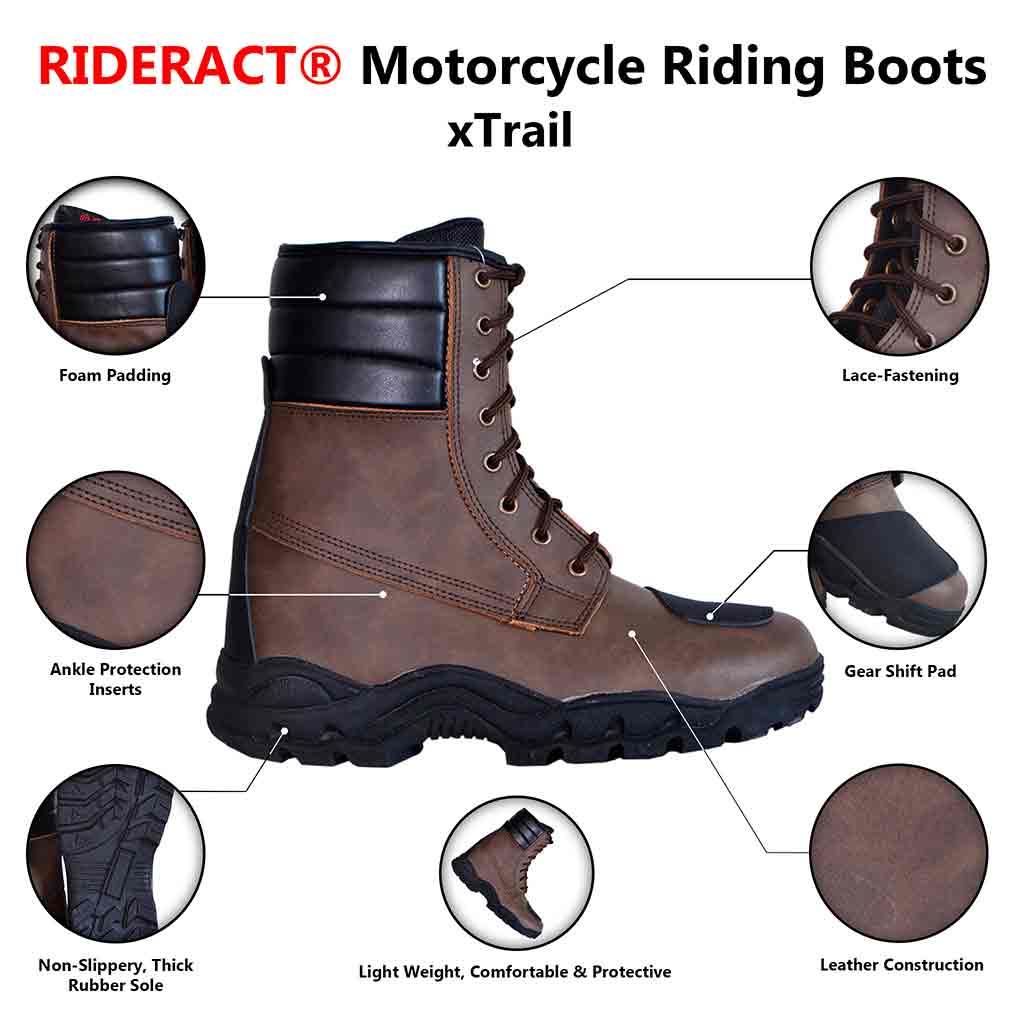 RIDERACT® Riding Motorcycle Boots xTrail Infographics