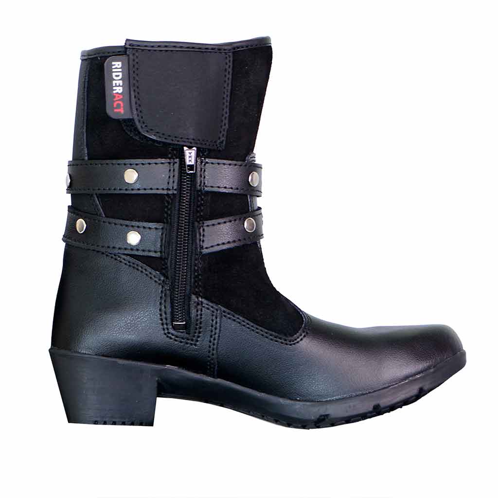RIDERACT® Women Motorbike boots Fashion Riding lady Shoes Black Rock-Lad