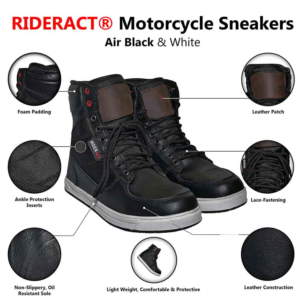 Infographics Image RIDERACT® Motorcycle boots Air Black & White