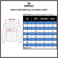 Size Chart Rideract Reinforced kevlar shirt green