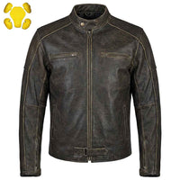 RIDERACT® Distressed Leather Motorcycle Jacket