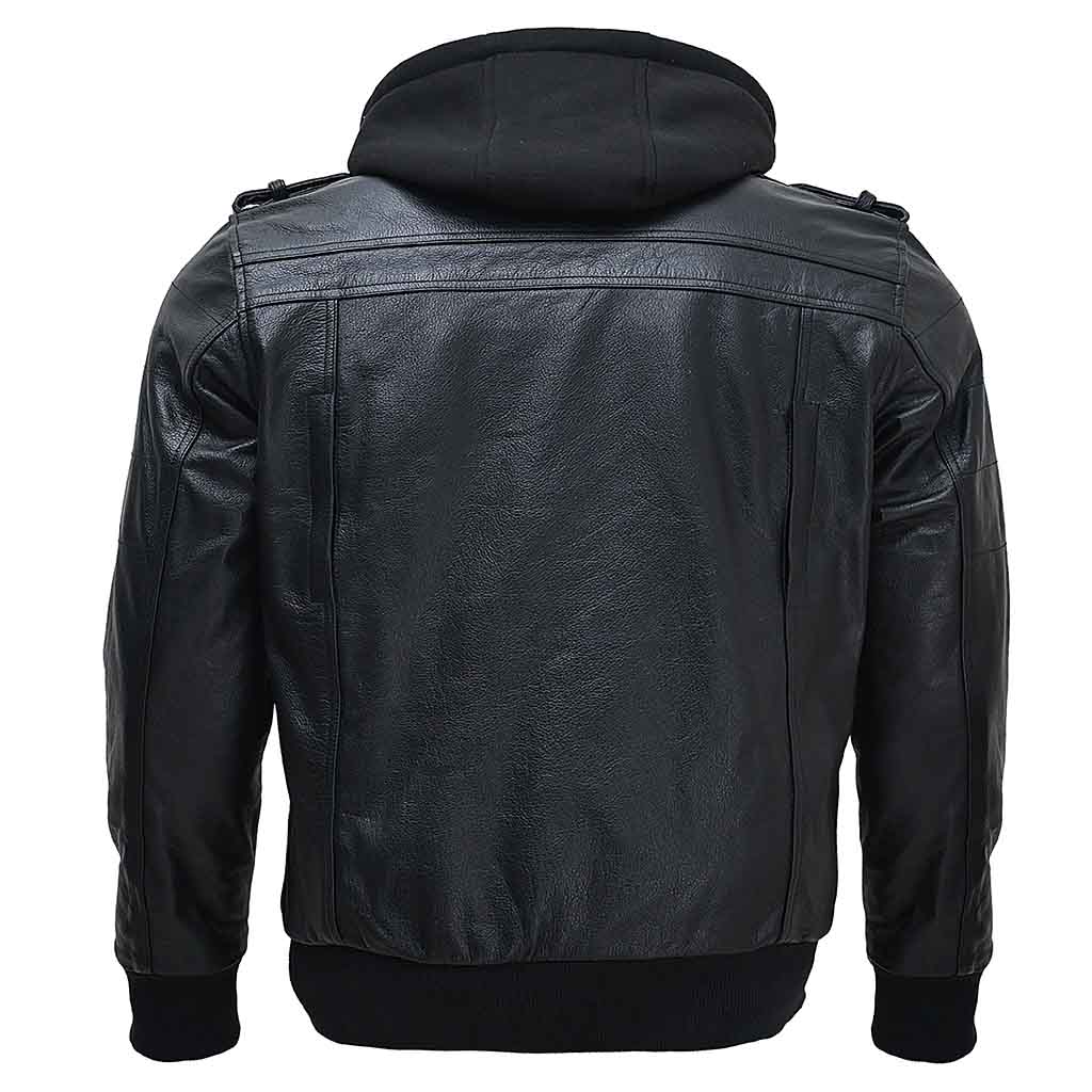 Leather Motorcycle jacket with Hood