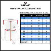 RIDERACT® Street Riding Sweat Shirt Black Reinforced with Aramid Fiber Size Chart