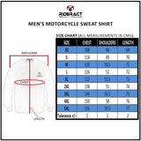 RIDERACT® Street Riding Sweat Shirt Black Reinforced with Aramid Fiber Size Chart