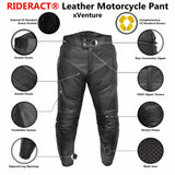 RIDERACT® Men’s Leather Motorcycle Pant xVenture Black
