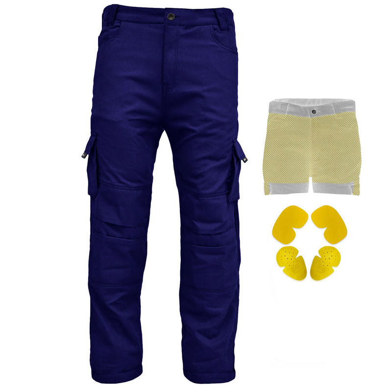 RIDERACT® Cargo Motorcycle Pants Blue | Cotton Trousers