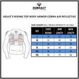 RIDERACT® Adult’s Body Armour Cobra Air Reflective Size Chart