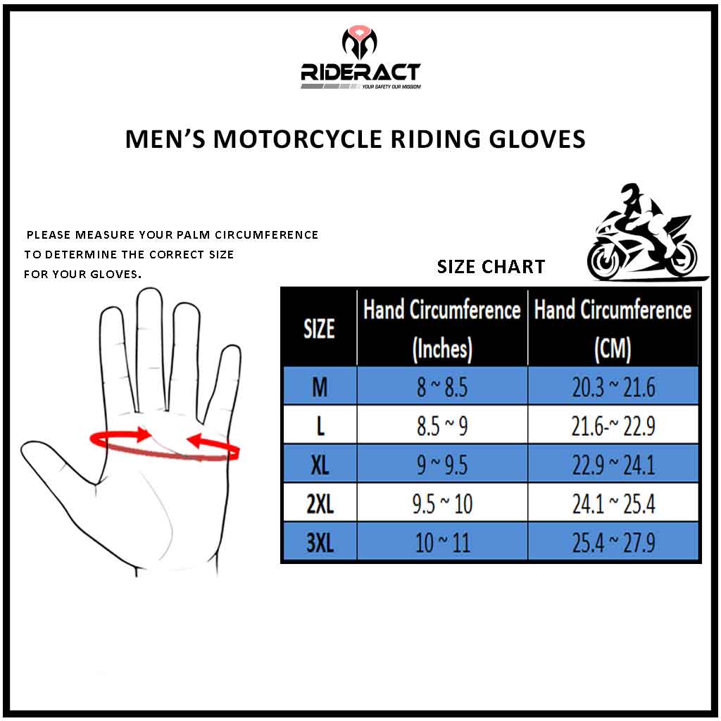Leather Motorcycle Gloves Size Chart 