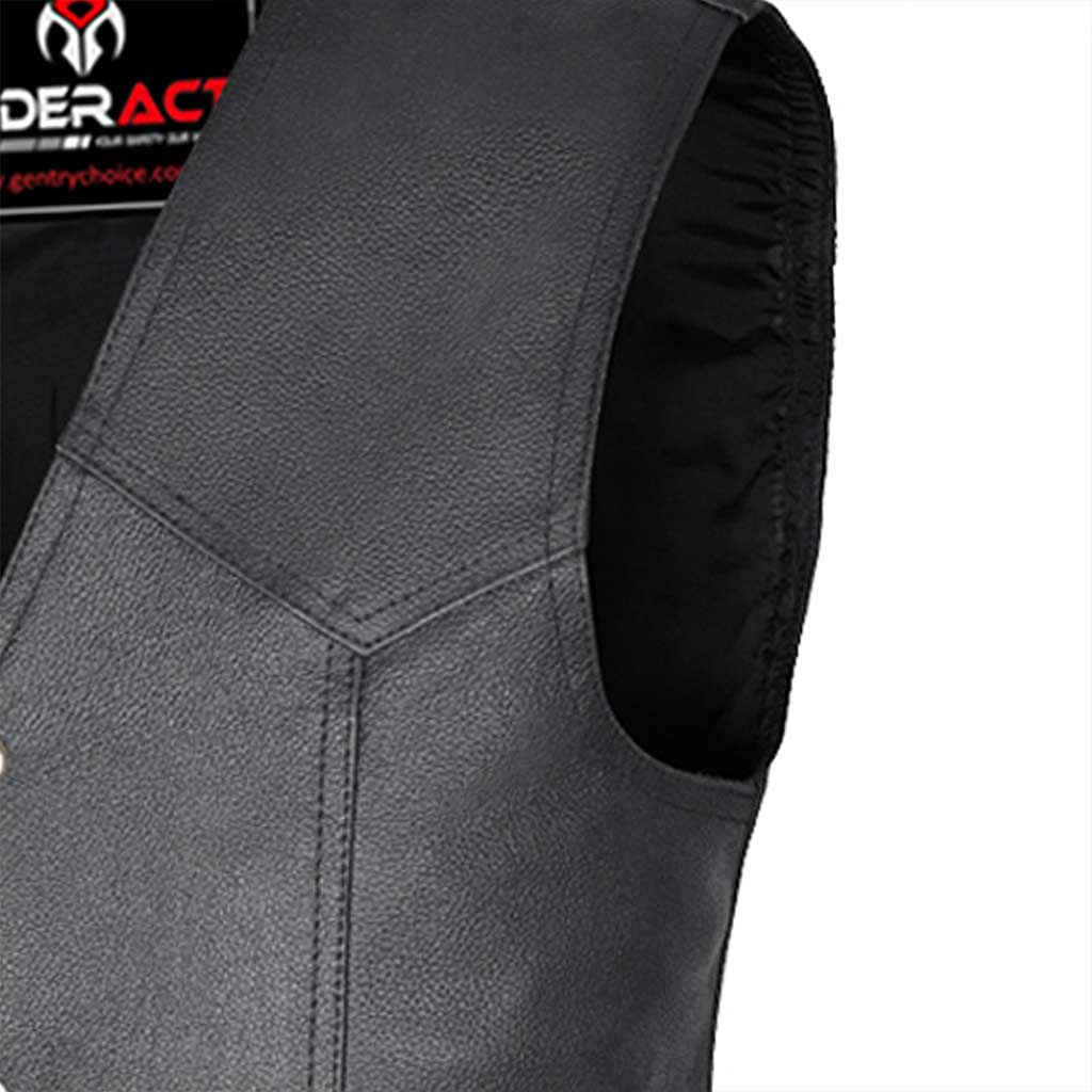 Detailed closeup view of a biker leather vest