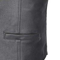 motorcycle leather vest classic design pocket on front