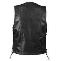 Classic Motorcycle leather vest for Riders with side-lacing adjustable waist and studs on front