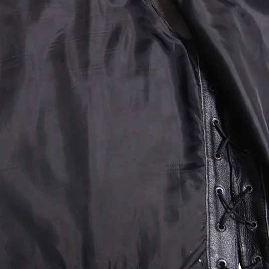Leather Motorcycle Vest Polyester Lining and Cross Lacing