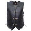 RIDERACT® Adjustable Leather Vest Black with Antique Clasps Closure