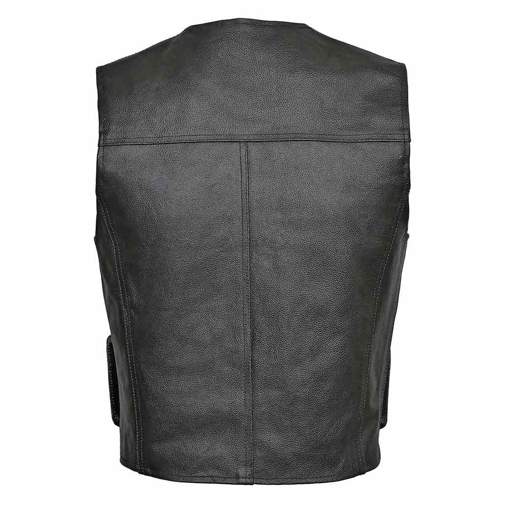 Leather Vest Black Back Pose