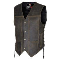 leather vest harley style cracket mens