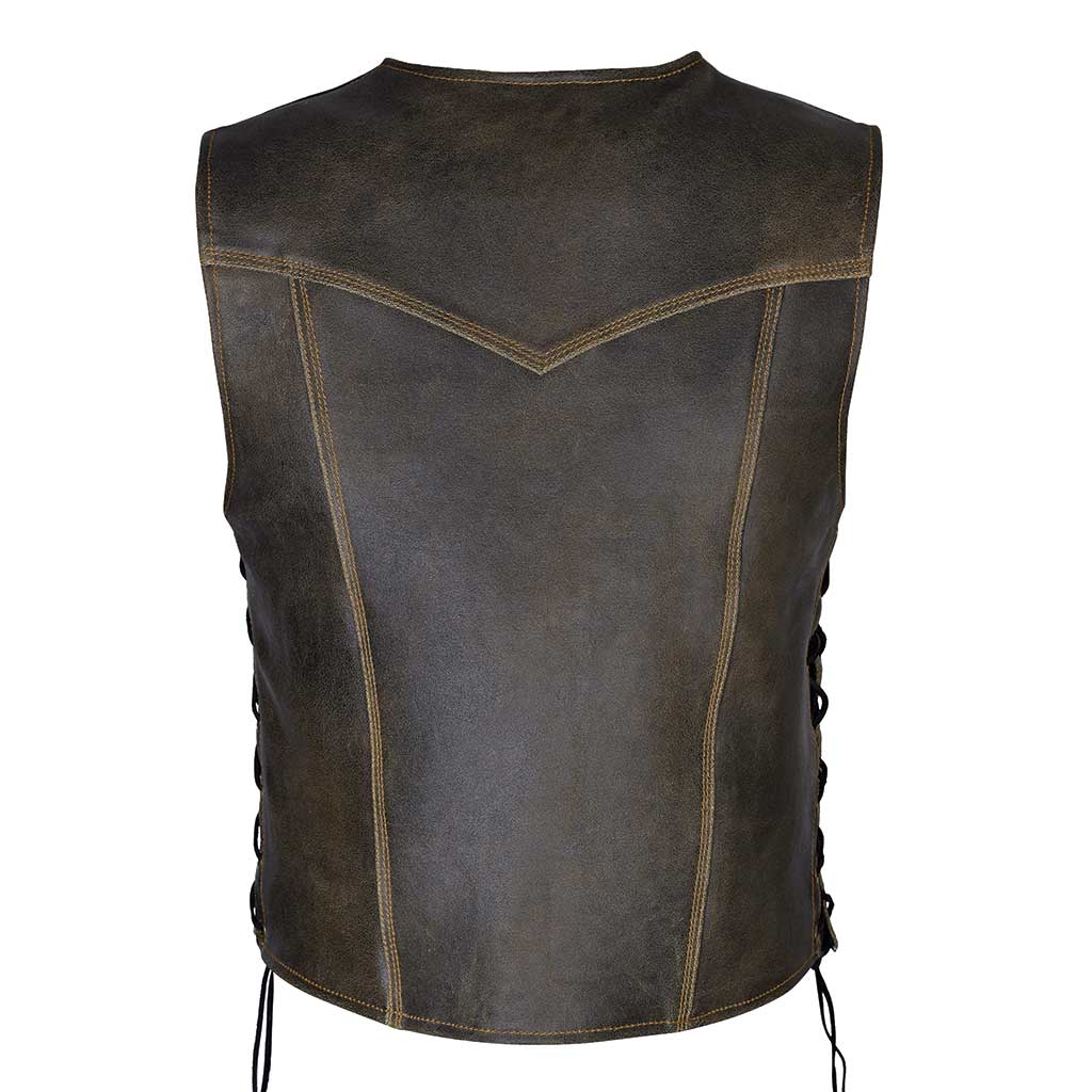 leather vest harley style distress cracker leather motorcycle vest for men