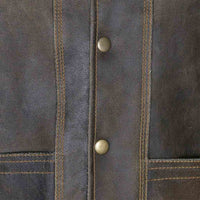 Harley Distress Leather Vest Stud Closure Motorbike Gear