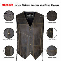 Infographics Harley Distress Leather Vest Stud Closure