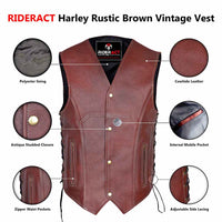 Harley Rustic Brown Vintage Vest Infographics 