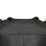 Motorcycle Leather Vest Black Back side 