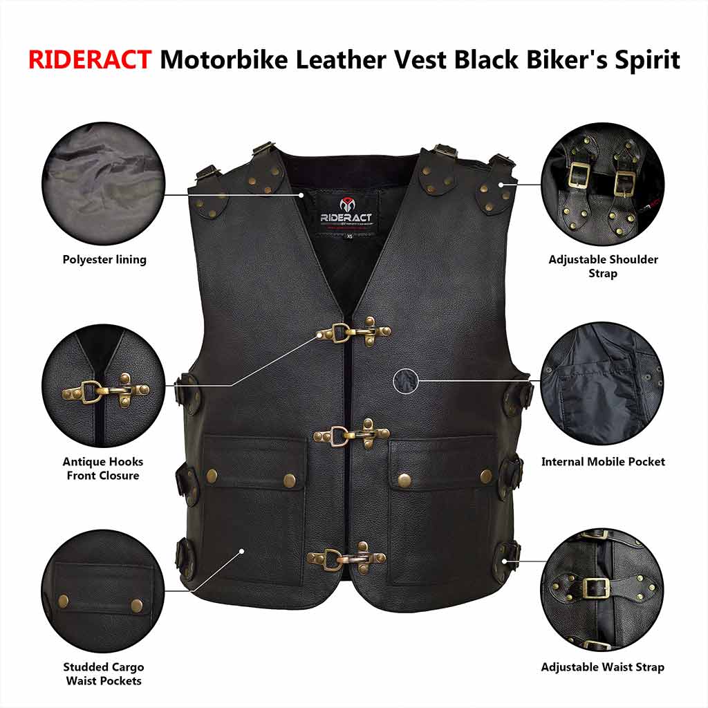 Infographics Leather Vest Black