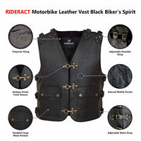 Infographics Leather Vest Black