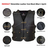 Infographics Leather Vest Black