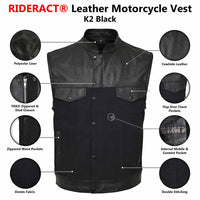 Infographics Denim Leather Vest K2 Black