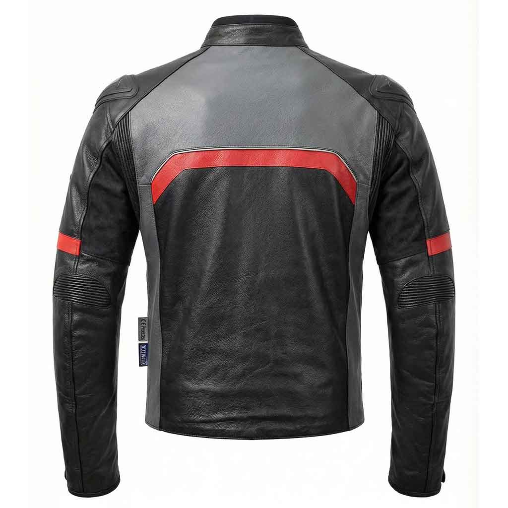 Back view of a men's motorbike jacket