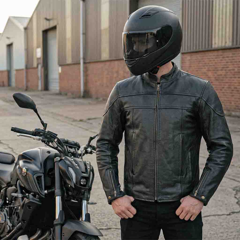 black leather jacket with armors