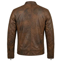 back view of leather motorbike jacket