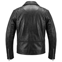 Back view of black motorcycle leather jacket