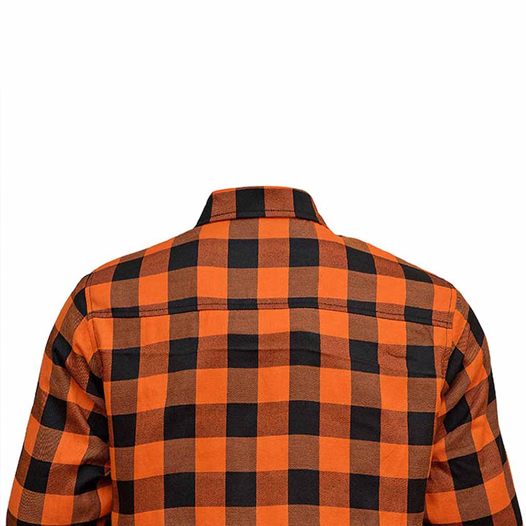Back side RIDERACT® Men's Motorcycle Riding Reinforced Flannel Shirt Road Series Grey