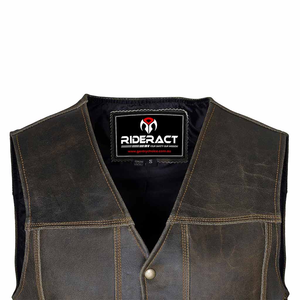 Harley Distress Leather Vest Stud Closure