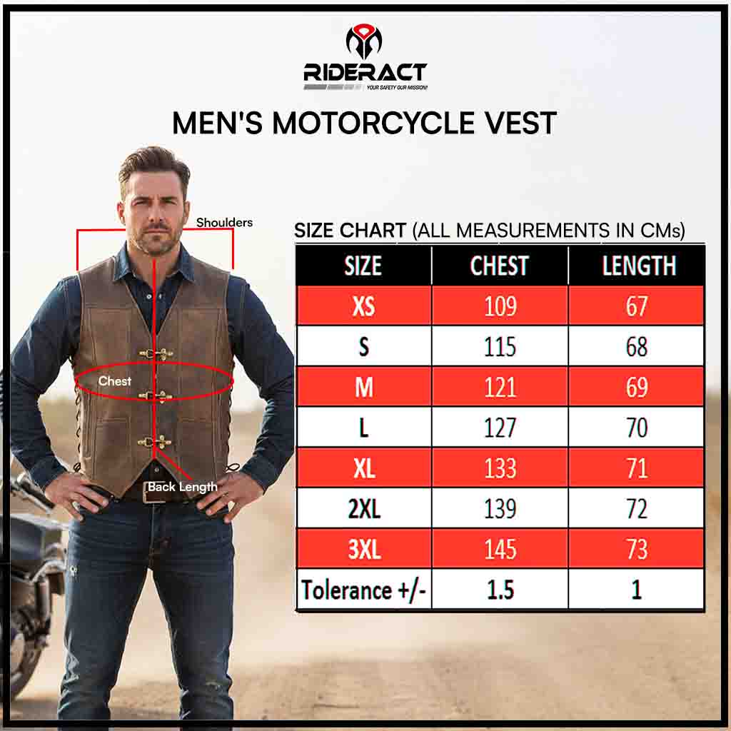 RIDERACT® Distressed Leather Vest – Antique Clasp Brown