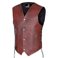 leather vest Harley style rustic brown leather motorcycle vest