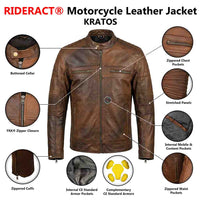 Brown leather motorcycle jacket infographics