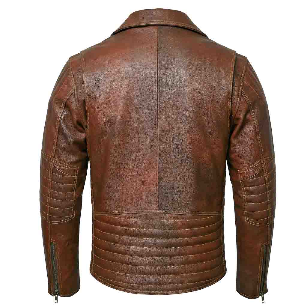 Back view of  Brown Motorcycle Jacket